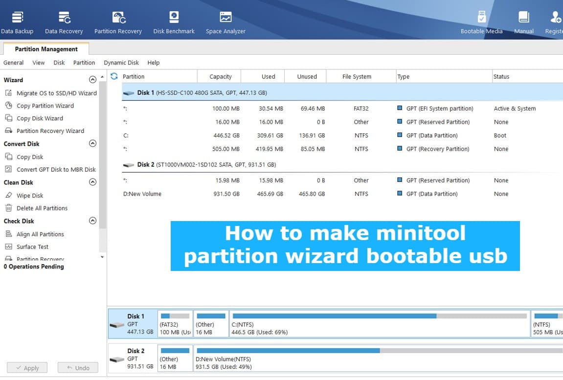 How to make minitool partition wizard bootable usb | 2023