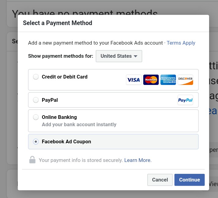 How to redeem facebook ads codes