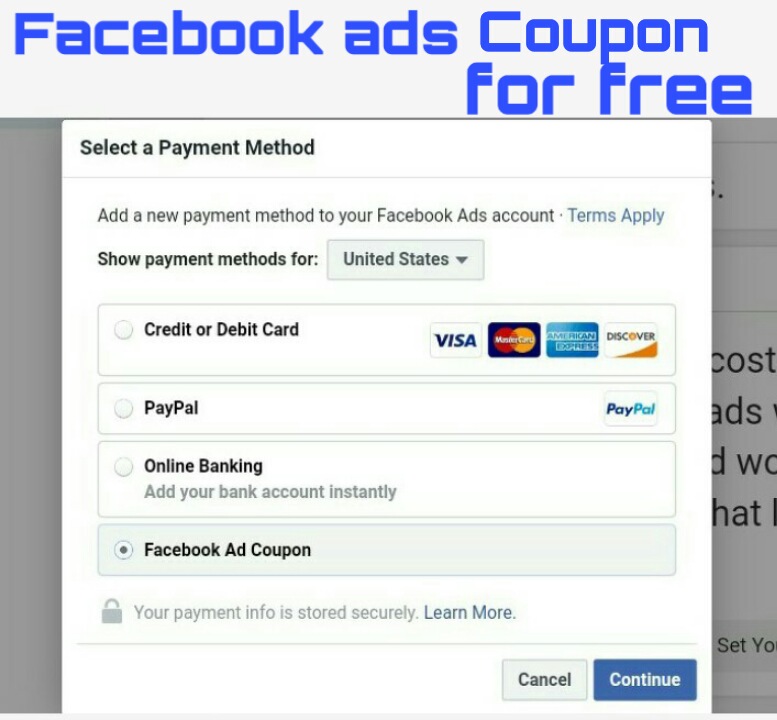 Facebook ads coupon