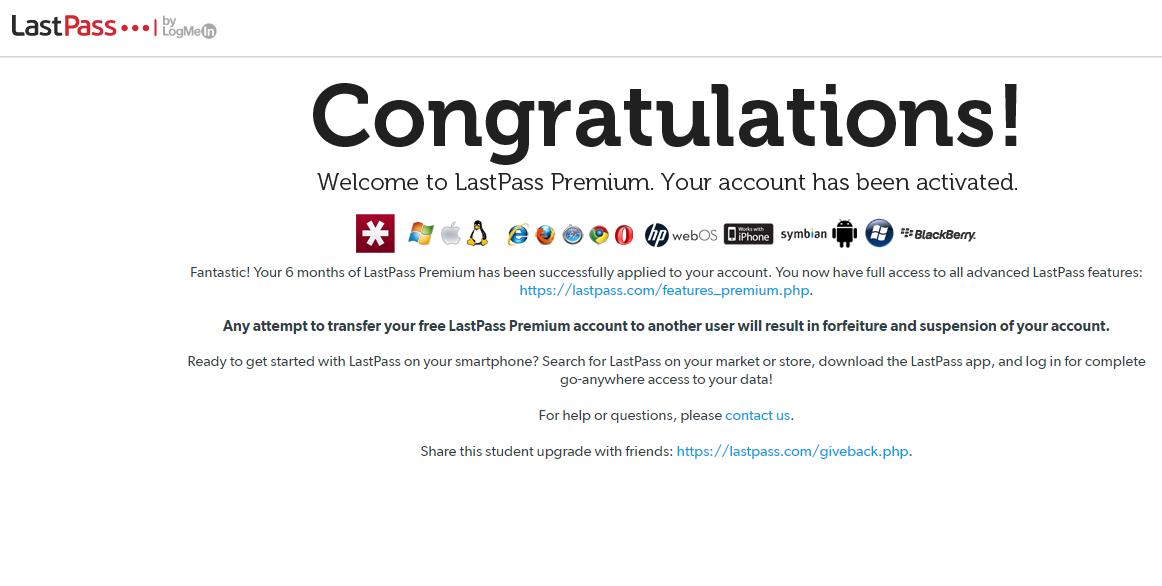 lastpass premium free with edu email
