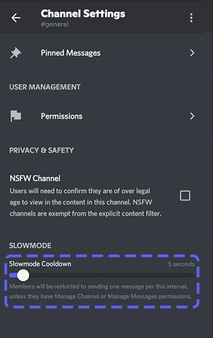enable discord slow mode from mobile
