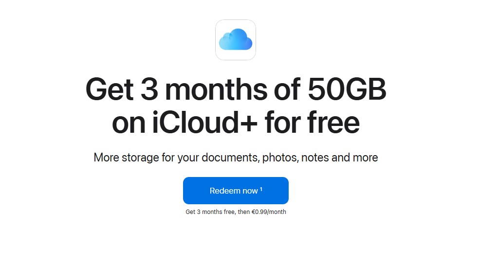 free icloud+ gift card code 