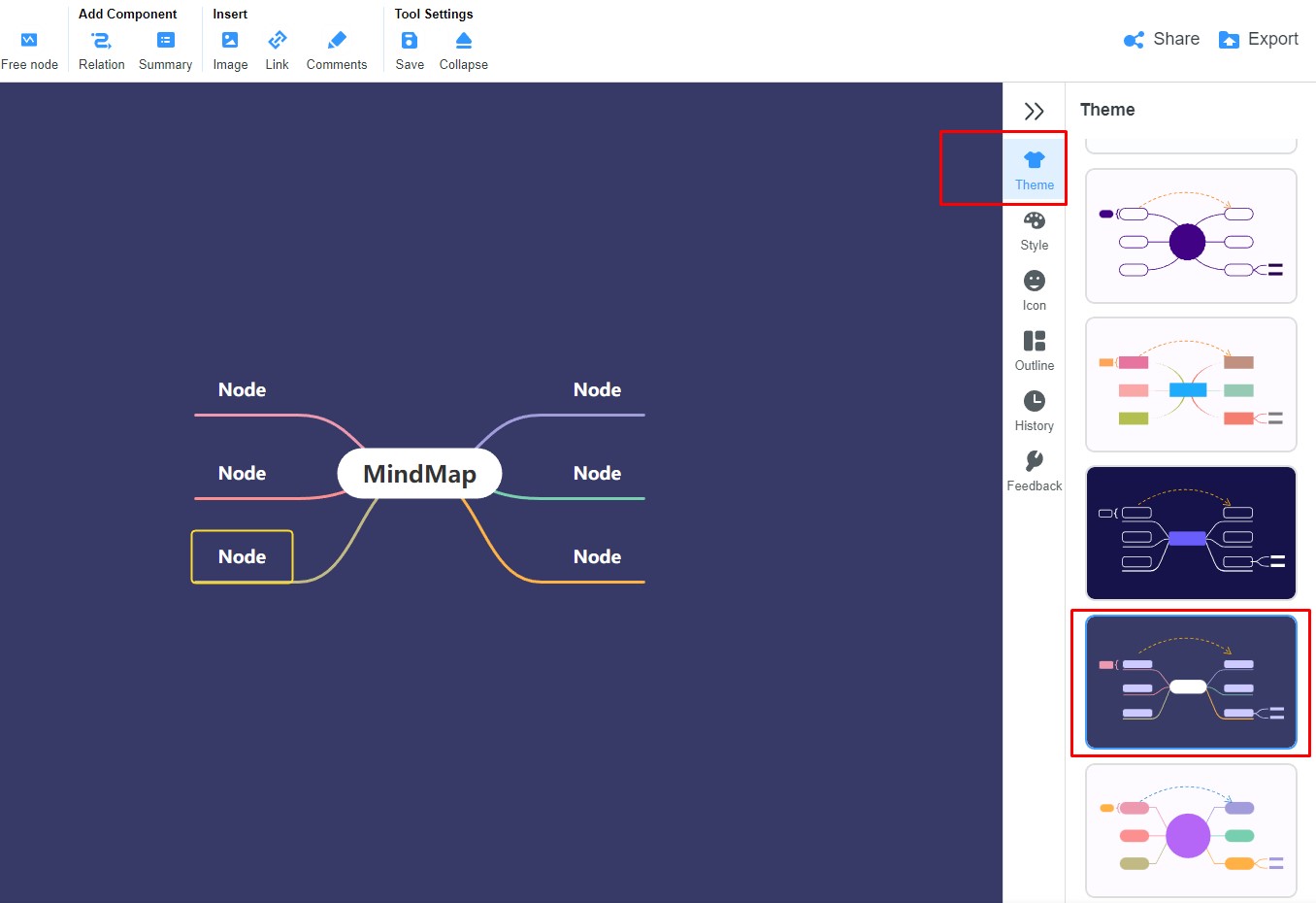 select free themes for mind maps