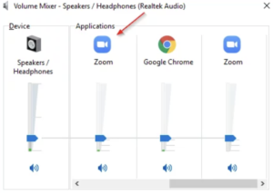 Volume mixer with zoom volume controller