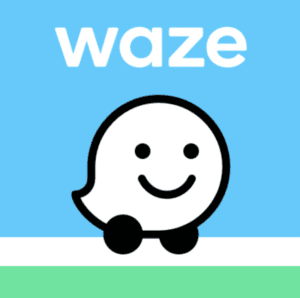 A logo of Waze