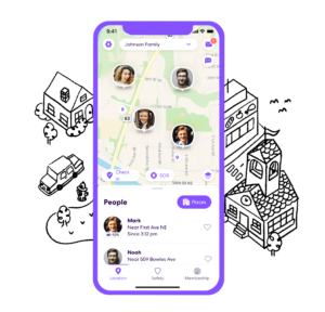 a picture of life360 ui in a mobile, mockup